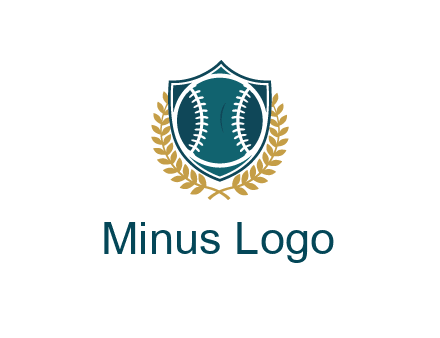 baseball in shield with leaves