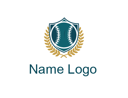 baseball in shield with leaves