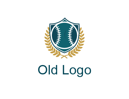 baseball in shield with leaves