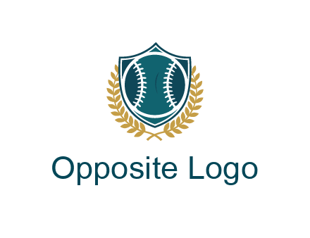 baseball in shield with leaves