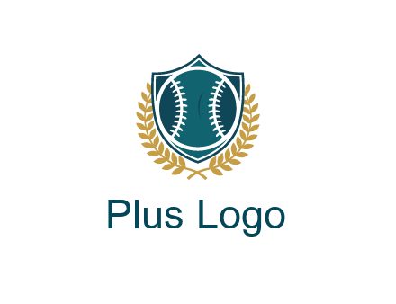 baseball in shield with leaves