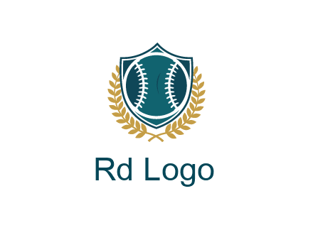 baseball in shield with leaves