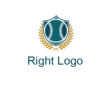 baseball in shield with leaves