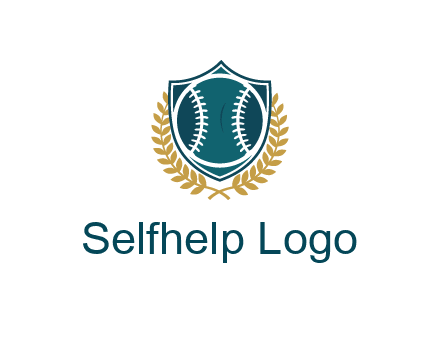 baseball in shield with leaves