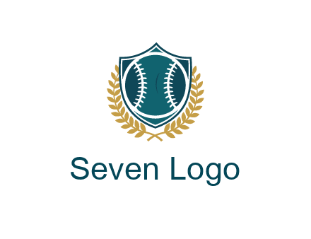 baseball in shield with leaves