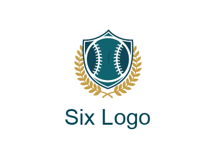baseball in shield with leaves