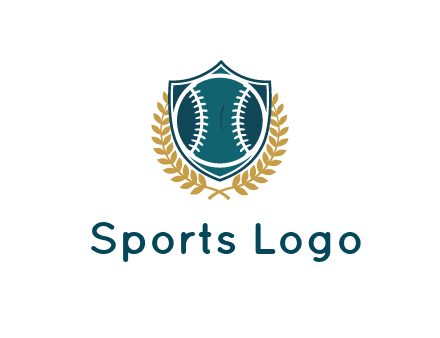 baseball in shield with leaves