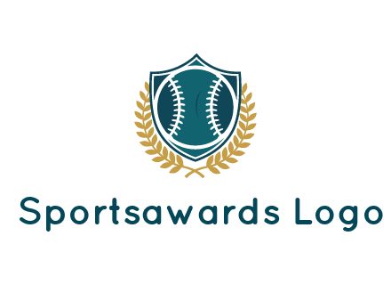 baseball in shield with leaves