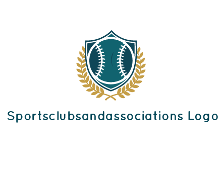 baseball in shield with leaves