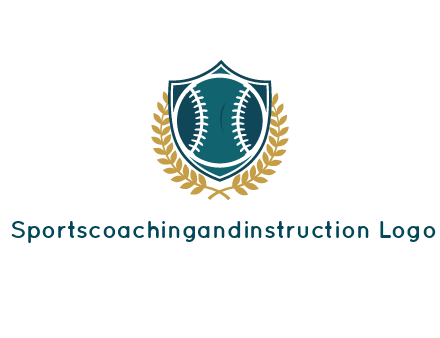 baseball in shield with leaves
