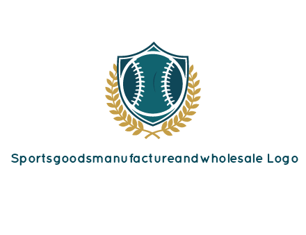 baseball in shield with leaves