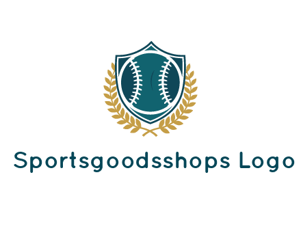 baseball in shield with leaves