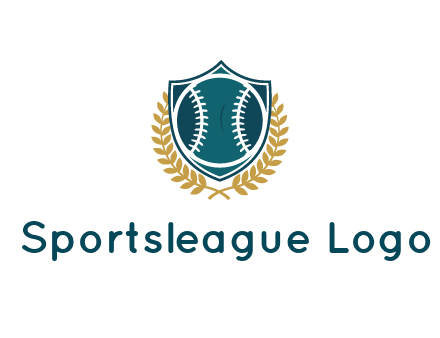 baseball in shield with leaves