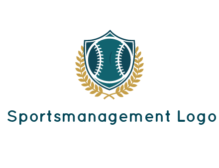 baseball in shield with leaves