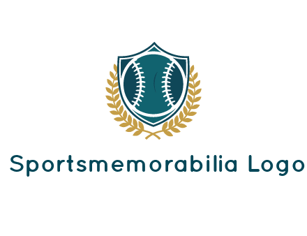 baseball in shield with leaves