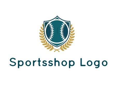 baseball in shield with leaves