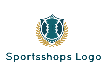 baseball in shield with leaves