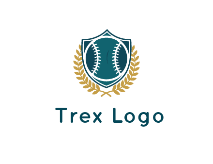 baseball in shield with leaves