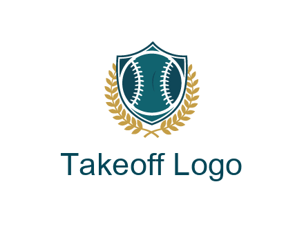 baseball in shield with leaves