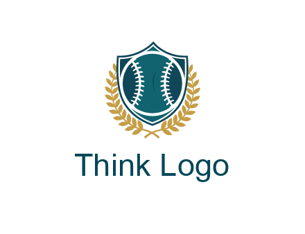 baseball in shield with leaves