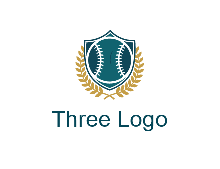baseball in shield with leaves