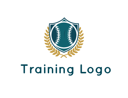 baseball in shield with leaves
