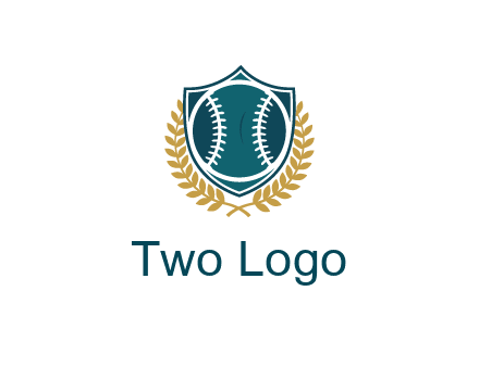 baseball in shield with leaves