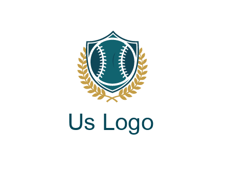 baseball in shield with leaves