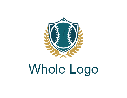 baseball in shield with leaves
