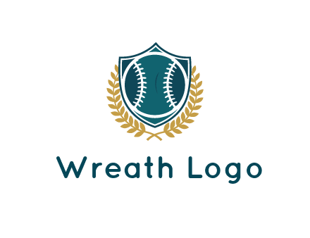 baseball in shield with leaves