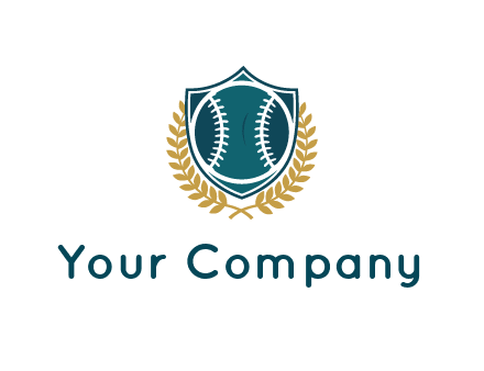 baseball in shield with leaves