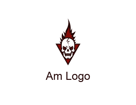 triangle behind skull on flame