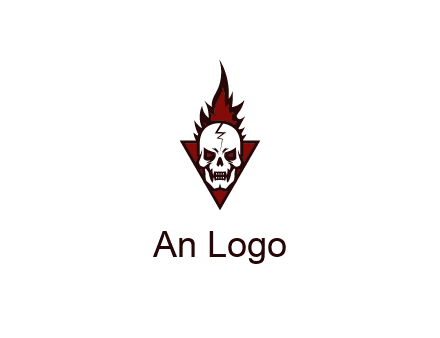 triangle behind skull on flame