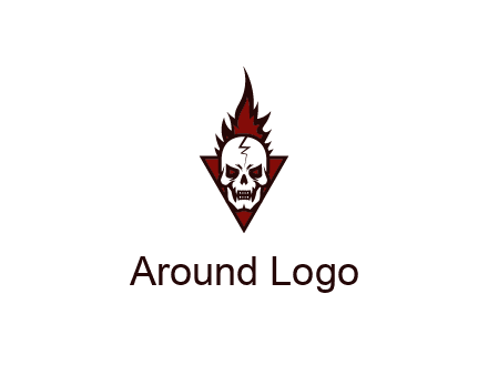 triangle behind skull on flame