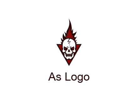 triangle behind skull on flame