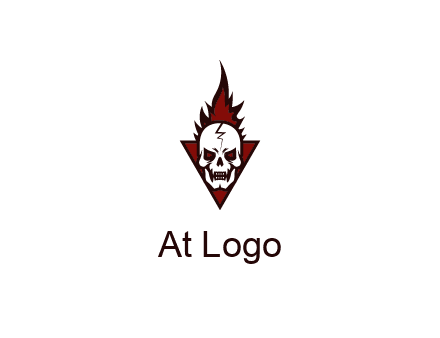 triangle behind skull on flame