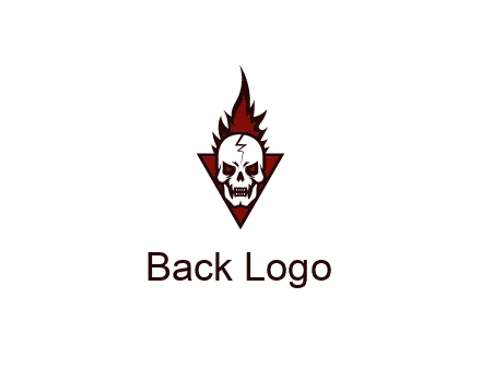 triangle behind skull on flame