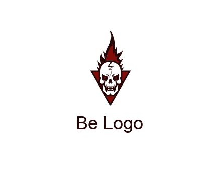 triangle behind skull on flame