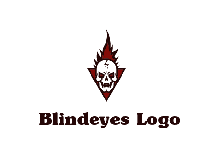 triangle behind skull on flame