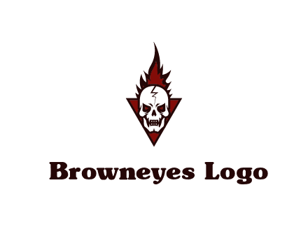 triangle behind skull on flame