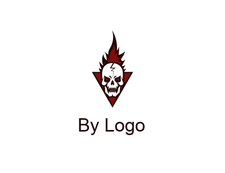 triangle behind skull on flame