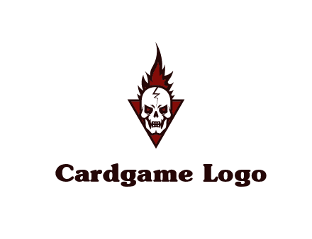 triangle behind skull on flame