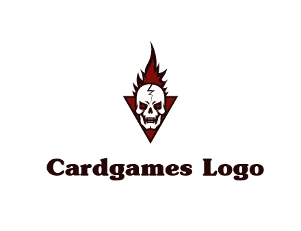 triangle behind skull on flame