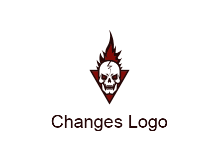 triangle behind skull on flame