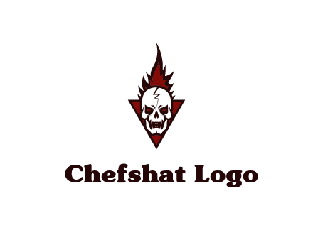 triangle behind skull on flame