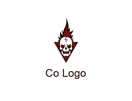 triangle behind skull on flame