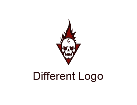 triangle behind skull on flame