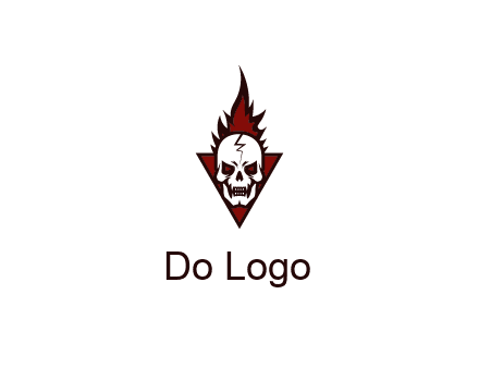 triangle behind skull on flame