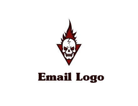 triangle behind skull on flame