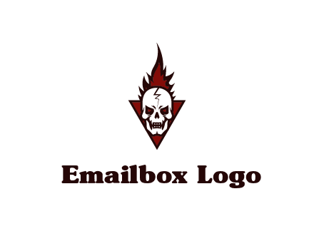 triangle behind skull on flame